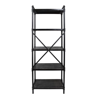 71" Driscoe Industrial 5 Shelf Firwood Bookcase Gray/Pewter - Christopher Knight Home 5 71" Driscoe Industrial 5 Shelf Firwood Bookcase Gray/Pewter - Christopher Knight Home - Image 3
