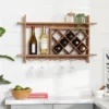 Wood Geometric 8 Bottle Slot Wall Wine Rack With 6 Glass Holder Slots Brown - Olivia & May -Famous Furniture Store GUEST 95a792f2 129b 4125 89d9 228086e11a1a