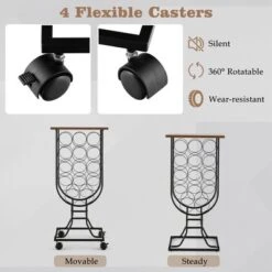 Costway 14 Bottles Wine Rack Console Table Freestanding Wine Storage With Woodtop & Wheels -Famous Furniture Store GUEST 95cb54a2 1866 4ef0 ad1d 0fbce572f759