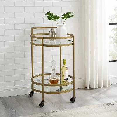 Bailey Round Bar Cart Gold - Crosley 3 Bailey Round Bar Cart Gold - Crosley