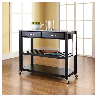 Solid Granite Top Kitchen Cart/Island With Optional Stool Storage - Crosley 6 Solid Granite Top Kitchen Cart/Island With Optional Stool Storage - Crosley - Image 4