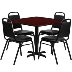 Emma And Oliver 36" Square Laminate X-Base Table Set With 4 Banquet Chairs -Famous Furniture Store GUEST 96f93265 6afc 49c2 bd19 c4730d034e7f