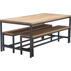 Dobson Natural Wood And Black Metal Dining Table Natural - Finch -Famous Furniture Store GUEST 97b420e2 2861 4e5e 8957 e11e054f5bcf