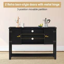 Costway Barn Door TV Stand Console Sideboard Buffet For TVs Up To 60'' W/Storage Cabinets -Famous Furniture Store GUEST 983e6a87 de93 4fc8 bed8 fae444f32375