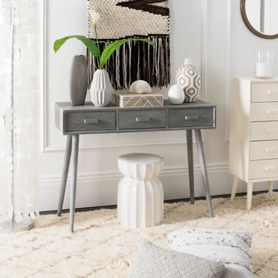 Albus 3 Drawer Console Table- Slate Grey - Safavieh 3 Albus 3 Drawer Console Table- Slate Grey - Safavieh