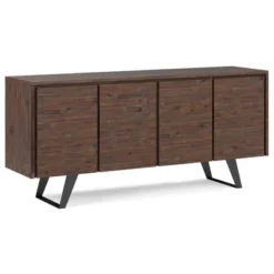 Mitchell Large 4 Door Sideboard Buffet Distressed Charcoal Brown - WyndenHall