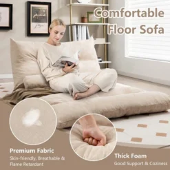 Costway Convertible Lazy Sofa Bed With 42-Level Adjustable Backrest&2 Lumbar Pillows Gray/Beige 19 Costway Convertible Lazy Sofa Bed With 42-Level Adjustable Backrest&2 Lumbar Pillows Gray/Beige -Famous Furniture Store GUEST 99317c21 722b 4efd 98e8 878f2b1733e7