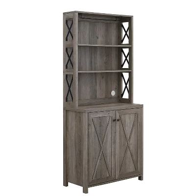Home Source Elegant Charcoal Bar Cabinet | Kitchen Cabinet With Microwave Stand 9 Home Source Elegant Charcoal Bar Cabinet | Kitchen Cabinet With Microwave Stand - Image 7