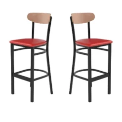 Flash Furniture Wright Set Of 2 Commercial Grade Barstools With 500 LB. Capacity Steel Frame, Solid Wood Seat, And Boomerang Back -Famous Furniture Store GUEST 9b02c19c e953 4e7f 9245 6f0b4ad8bdd1