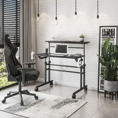 Rolling Writing Desk With Height Adjustable Desktop And Moveable Shelf - Techni Mobili 11 Rolling Writing Desk With Height Adjustable Desktop And Moveable Shelf - Techni Mobili - Image 9