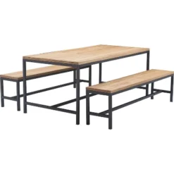 Dobson Natural Wood And Black Metal Dining Table Natural - Finch -Famous Furniture Store GUEST 9cfe62e3 f476 44a4 bac0 4be0b6306acc