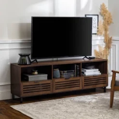 Visconti Boho Slat Door Storage Console TV Stand For TVs Up To 80" - Saracina Home -Famous Furniture Store GUEST 9d6c3b75 5e91 4f4a 93a4 351b5dfd97a4