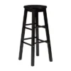 PJ Wood Classic Round-Seat 24" Tall Kitchen Counter Stools For Homes, Dining Spaces, And Bars With Backless Seats, Square Legs, Black (4 Pack)