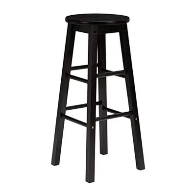 PJ Wood Classic Round-Seat 24" Tall Kitchen Counter Stools For Homes, Dining Spaces, And Bars With Backless Seats, Square Legs, Black (4 Pack) 3 PJ Wood Classic Round-Seat 24" Tall Kitchen Counter Stools For Homes, Dining Spaces, And Bars With Backless Seats, Square Legs, Black (4 Pack)
