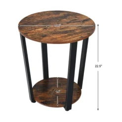 Tangkula 2 PCS 2-Tier Industrial Round End Table Metal Sofa Side Table With Storage Shelf -Famous Furniture Store GUEST 9ead3c34 bbf2 4e83 a934 ca5afe57d05b