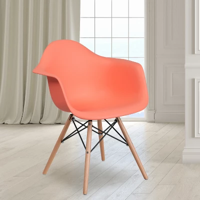 Emma And Oliver Plastic Accent Dining Chair With Arms And Wooden Legs 3 Emma And Oliver Plastic Accent Dining Chair With Arms And Wooden Legs