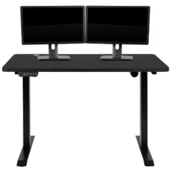 Flash Furniture 48" Wide Black Electric Height Adjustable Standing Desk With Mid-Back Black LeatherSoft And Chrome Executive Swivel Office Chair -Famous Furniture Store GUEST 9f0dcf3b f92a 4c7c 91a1 bdb3fc28cdd1