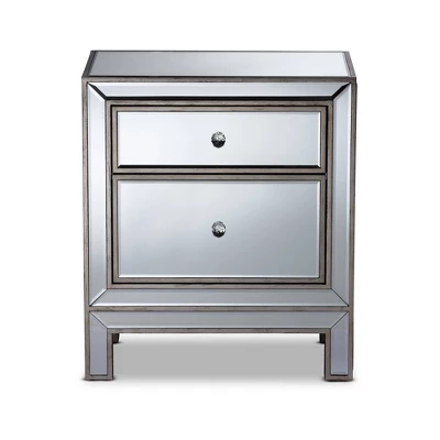 Fadri 2 Drawers Mirrored Nightstand - Baxton Studio 4 Fadri 2 Drawers Mirrored Nightstand - Baxton Studio - Image 2