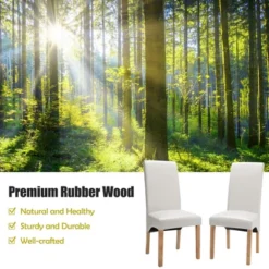 Set Of 4 Dining Chairs Upholstered Padded Side Chairs W/ Rubber Wood Legs BlackBeige -Famous Furniture Store GUEST a0818501 6e81 42de bf46 78fa17406364