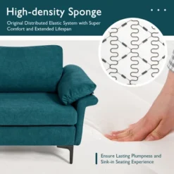 Costway Modern Loveseat Fabric 2-Seat Sofa Couch For Small Space W/ Metal Legs BlueRust Red -Famous Furniture Store GUEST a1037700 ff63 4d04 8218 301efa12e415