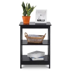 Costway 3-Tier Nightstand End Table Storage Display Shelf Living Room Furniture Black -Famous Furniture Store GUEST a1132e62 6a66 4934 a330 cf151dbdb6d4