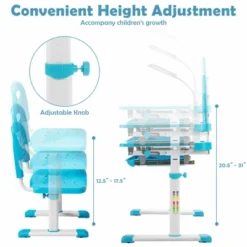 Costway Height Adjustable Kids Study Table And Chair Set W/Bookstand & Light Pink/Light Blue -Famous Furniture Store GUEST a148eb04 07b4 4bd6 bc3c fa1dea13e802