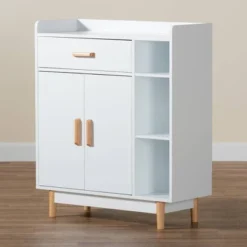 Russell Two-Tone Wood 2 Door Sideboard White/Oak Brown - Baxton Studio -Famous Furniture Store GUEST a1ca4544 187d 43fe b344 d1633747a378