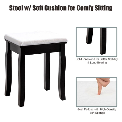 Costway Square Mirror Dressing Table Set Makeup Vanity For Bedroom, Living Room White/Black 10 Costway Square Mirror Dressing Table Set Makeup Vanity For Bedroom, Living Room White/Black - Image 8