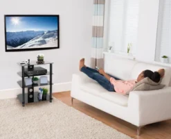 Mount-It! AV Component Media Stand, Audio Tower And Media Center With 4 Tempered Glass Shelves, 88 Lbs. Capacity, Black Silk -Famous Furniture Store GUEST a1f189be 5f70 4998 a5d3 60826b347a60