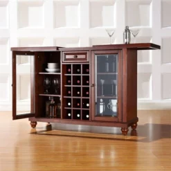Wood Sliding Top Home Bar Cabinet In Vintage Mahogany Brown-Pemberly Row -Famous Furniture Store GUEST a1f8d49b 0129 4023 a05b 74a1796fd277