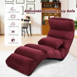 Costway Folding Lazy Sofa Chair Stylish Sofa Couch Bed Lounge Chair W/Pillow Burgundy -Famous Furniture Store GUEST a213881f c3e3 4a87 bbe7 862d8c0a9d98