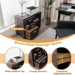 Costway 3-Drawer Wood File Cabinet Mobile Lateral Printer Stand With Open Storage Shelves 13 Costway 3-Drawer Wood File Cabinet Mobile Lateral Printer Stand With Open Storage Shelves -Famous Furniture Store GUEST a2cc7d69 839c 45fb 914e ee08b65dba11