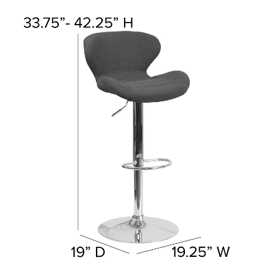 Merrick Lane Adjustable Height Barstool Contemporary Bar Height Stool With Curved Back And Metal Base With Footrest 11 Merrick Lane Adjustable Height Barstool Contemporary Bar Height Stool With Curved Back And Metal Base With Footrest - Image 9