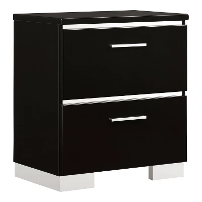 3pc Shorehaven Contemporary Nightstand And Chest California King Bedroom Set Black/Chrome - MiBasics 5 3pc Shorehaven Contemporary Nightstand And Chest California King Bedroom Set Black/Chrome - MiBasics - Image 3