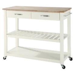 Natural Wood Top Kitchen Cart/Island With Optional Stool Storage - Crosley -Famous Furniture Store GUEST a4ed2165 c739 479f 8bb0 691b14363de8
