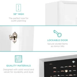 Best Choice Products 6-Tier Standing Mirror Lockable Storage Organizer Cabinet Armoire W/ Velvet Interior -Famous Furniture Store GUEST a56a10e8 1d24 4e4c 8c56 5cfb1232f4e4