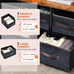 Costway 5-Drawer Storage Dresser Organizer Unit With Fabric Bin For Living Room Bedroom -Famous Furniture Store GUEST a5844610 7a01 4532 8897 8c2be7c477d5