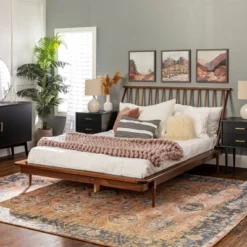 Boho Solid Wood Spindle Platform Bed - Saracina Home -Famous Furniture Store GUEST a59e04b0 9472 44a4 aa47 43be053d19eb