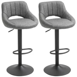 HOMCOM Modern Bar Stools Set Of 2 Swivel Bar Height Barstools Chairs With Adjustable Height, Round Heavy Metal Base, And Footrest -Famous Furniture Store GUEST a5bad7fe 16de 4e3f afdf 76096ff4bc41