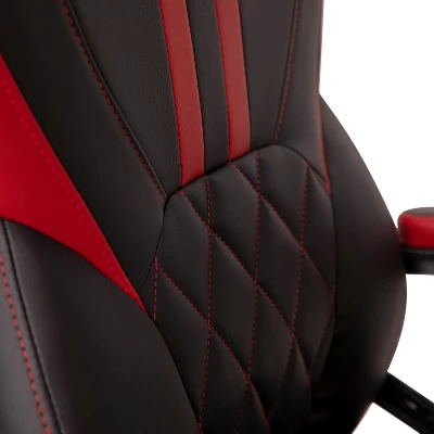 Emma And Oliver Ergonomic High Back Swivel Gaming Chair With Diamond Stitch Black Faux Leather Upholstery With Red Accent Stripes, Padded Arms 11 Emma And Oliver Ergonomic High Back Swivel Gaming Chair With Diamond Stitch Black Faux Leather Upholstery With Red Accent Stripes, Padded Arms - Image 9