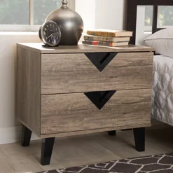 Swanson Modern And Contemporary Wood 2 - Drawer Nightstand - Light Brown - Baxton Studio -Famous Furniture Store GUEST a7d3ba75 8d92 42a5 8005 0b26c02513b2