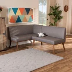 2pc Odessa Mid-Century Modern Fabric Upholstered Wood Dining Corner Sofa Bench Set Walnut/Brown/Gray - Baxton Studio 12 2pc Odessa Mid-Century Modern Fabric Upholstered Wood Dining Corner Sofa Bench Set Walnut/Brown/Gray - Baxton Studio -Famous Furniture Store GUEST a84dc2a4 fac7 45d5 bed1 3a148b641c10