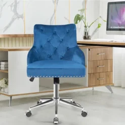 Tangkula Velvet Desk Chair Upholstered 360°Swivel Height Adjustable Rolling Office Chair For Office Bedroom Living Room -Famous Furniture Store GUEST a867090d c5e7 46a7 b203 9413c5456318