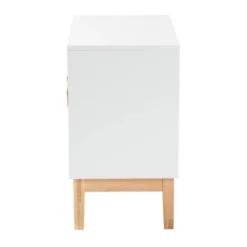 Kamana Two-Tone Wood And Metal 2 Door Storage Cabinet White/Gold/Oak Brown - Baxton Studio -Famous Furniture Store GUEST a87af37f 7f25 457c 8848 76177751360d