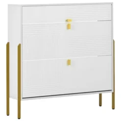 39" Modern Freestanding Shoe Cabinet With 2 Flap Drawers And 1 Slide Drawer - ModernLuxe -Famous Furniture Store GUEST a8d03f39 c63b 4182 a64d 516ede5f1fbd