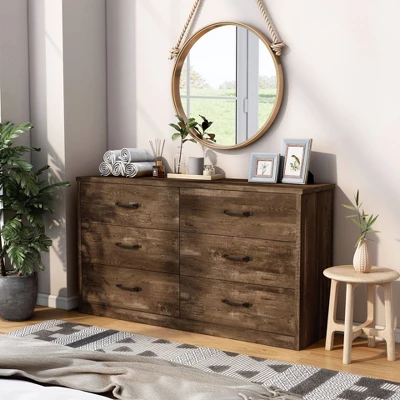 Culver Rustic 6 Drawer Dresser With Usb Ports Walnut - MiBasics 9 Culver Rustic 6 Drawer Dresser With Usb Ports Walnut - MiBasics - Image 7