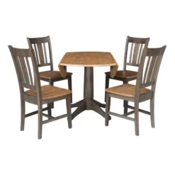42" Round Dual Drop Leaf Dining Table With 4 Splat Back Chairs Hickory/Washed Coal - International Concepts 14 42" Round Dual Drop Leaf Dining Table With 4 Splat Back Chairs Hickory/Washed Coal - International Concepts -Famous Furniture Store GUEST a92711f1 79e6 4b80 af33 0c448b644495