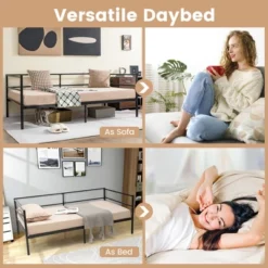 Costway Twin Daybed Sofa Bed Frame Metal Platform With Headboard For Guest - Living Room -Famous Furniture Store GUEST a9526e9e 3d4f 4464 a593 b2382d1340ef