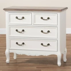 Amalie 4 Drawer Accent Dresser White/Oak - Baxton Studio -Famous Furniture Store GUEST a962bf9c 8482 4e9b b71e 00c031959846