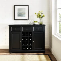 Alexandria Sideboard Cabinet With Wine Storage Black - Crosley -Famous Furniture Store GUEST a96c7e51 bcda 4aef 988e bdf429f64a9a